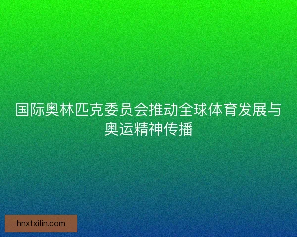 国际奥林匹克委员会推动全球体育发展与奥运精神传播