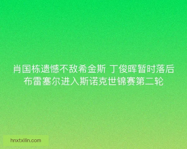 肖国栋遗憾不敌希金斯 丁俊晖暂时落后布雷塞尔进入斯诺克世锦赛第二轮